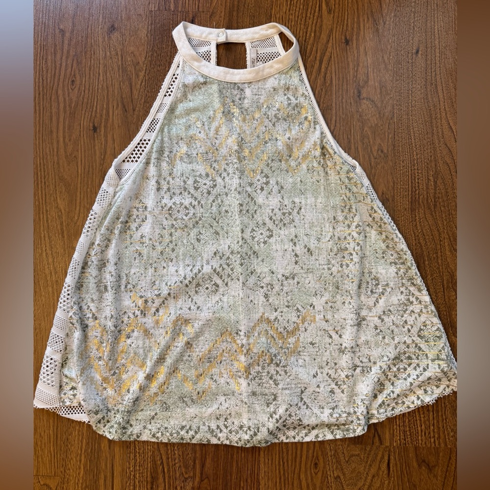 Miss Me Aztec White Mesh High Neck Tank Top Size Large